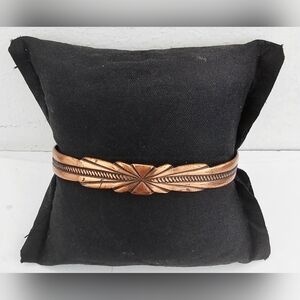 Bell Trading Post Southwestern Native Solid Copper Etched Cuff Bracelet